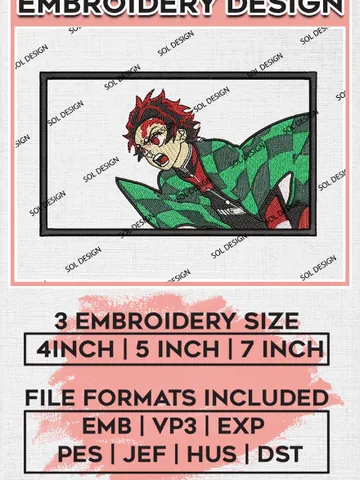 Kamado Tanjiro Embroidery Designs, Tanjiro Embroidery Files, Demon Slayer Machine Embroidery Pattern EMB_ANIME_129 $6.99