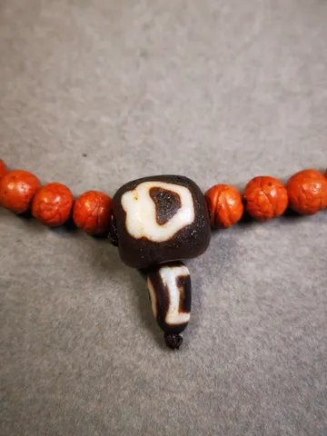 Gandhanra Old Vase Dzi Guru Bead,T-drilled 3-Hole Mala Bead, Prayer Bead,Connector Bead for Buddhist Bead $149.99