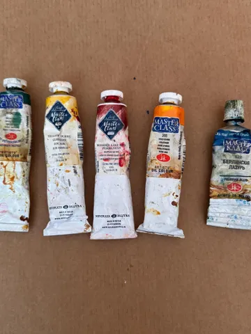 Oil Paints Tubes 46 ml/ 1.55 oz Professional Paints Used Oil Painting Set of 5