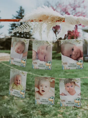 Editable Photo banner Dinosaur First Birthday party banner; Dinosaur Party; Dino Party Birthday Template Instant Download; di1 $11.62