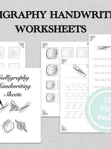 Art Calligraphy Practice Sheets, Calligraphy line worksheets $5.23