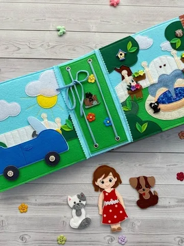 Quiet book Dollhouse pattern, Felt Busy book pattern pdf, Felt doll Pattern with clothes set, Dress up Doll, Felt dollhouse book for girl $23.38