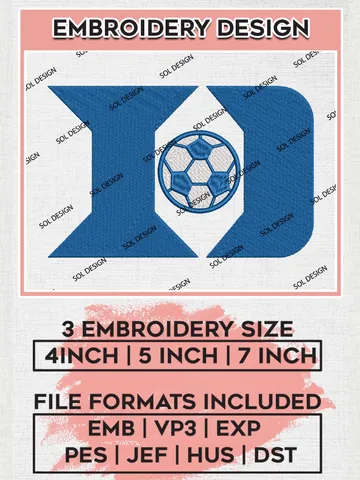 NCAA Duke Blue Devils Team Logo Machine Embroidery Design, NCAA Duke Blue Devils Embroidery Design Design files, NCAA Team Embroidery Designs, NCAA Machine Embroidery Designs, Digital Download $6.99