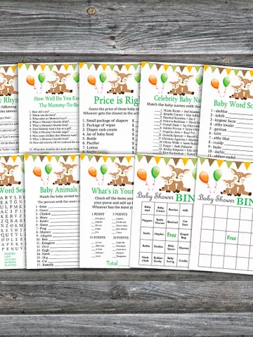 Oh Deer baby shower games bundle,Fawn Baby Shower games package,Fun Baby Shower Games,9 Printable Games-278 $5.95