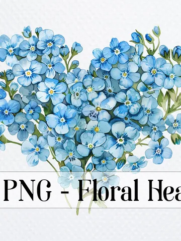 18 Floral Heart PNG Budnle, Сherry blossoms clipart, Forget me not, Watercolor clipart for sublimation,  Digital download, Paper craft $2.64
