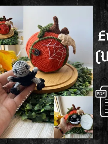PDF Crochet Halloween Pumpkin House Pattern and Spider, Amigurumi Pumpkin, Halloween decor, Amigurumi Spider, Amigurumi House Pattern $12.00