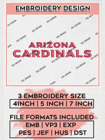 Arizona Cardinals Wordmark Embroidery Designs, NFL Cardinals, NFL Embroidery Designs, NFL Arizona Cardinals Machine Embroidery Design, Digital Download
