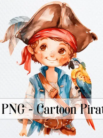 16 Cartoon Pirates PNG Bundle, Cute boy Pirates Printable Watercolor clipart for sublimation, High Quality PNGs, Paper craft, junk journals $2.64