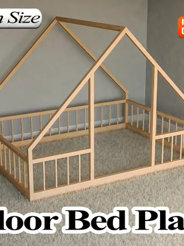 Montessori Floor House Bed Plan, Queen Size, PDF, DIY $14.95