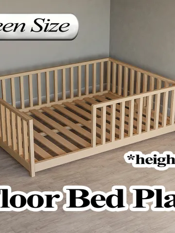 Montessori Floor Bed Plan, Queen Size, PDF, DIY $14.95