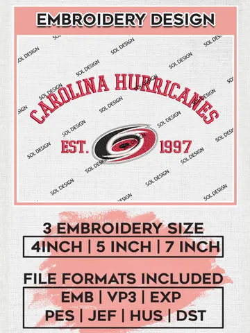 Carolina Hurricanes NHL Hockey Team Est Logo Embroidery Design, NHL Carolina Hurricanes Logo Embroidery Files, Hockey Team Machine Embroidery, Machine Embroidery Design $6.99