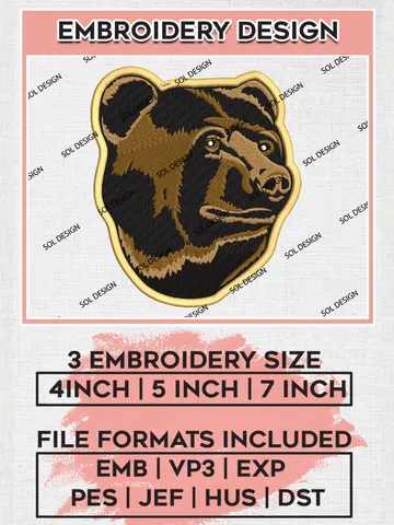 Boston Bruins NHL Team Head Mascot Logo Embroidery Design, NHL Boston Bruins Logo Embroidery Files, Hockey Team Machine Embroidery, Machine Embroidery Design $6.99