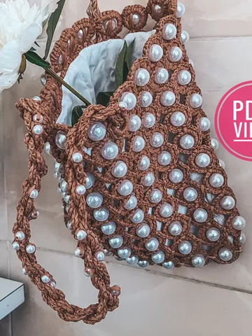 Raffia bag with beads crochet pattern PDF, digital instant download, video tutorial, summer bag, bridesmaid bag, net bag $5.50