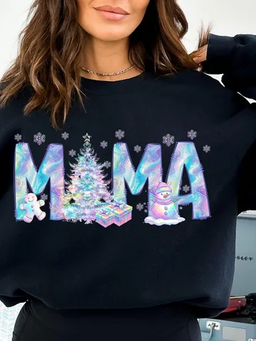 Iridescent Neon Christmas Mama Shirt Sublimation Christmas PNG Mama PNG Christmas Lights Sparkly PNG Neon Christmas png $4.18