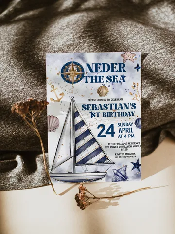 Editable ONEder the Sea First Birthday Invitation; Under the Sea Party; Ocean Party Birthday Template Instant Download; $12.78