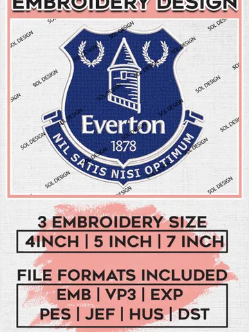 Everton Embroidery Designs, Premier League Embroidery, EPL Embroidery Designs, EPL Everton Embroidery Designs $6.99