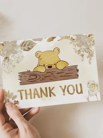Editable Thank you card Winnie the Pooh; Winnie the Pooh Baby Shower; Printable thank you cards; Winnie the PoohPooh Party Decoration; pooh1 $8.13