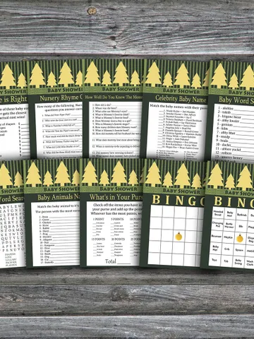 Gold christmas tree baby shower games bundle,Christmas Baby Shower games package,Fun Baby Shower,9 Printable Games-271 $5.95