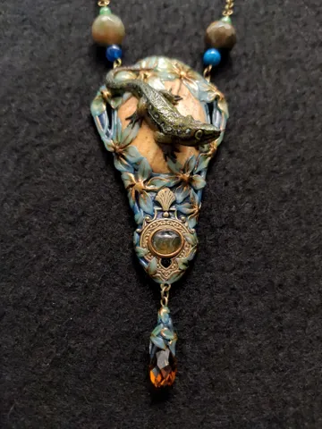 Lizard Pendant, Lizard Jewelry,Reptile Jewelry, Lizard Necklace $180.00