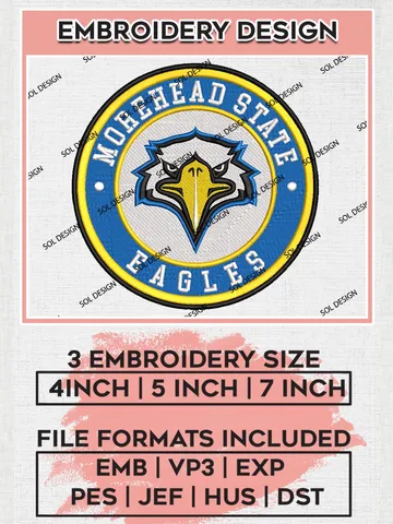 NCAA Morehead State Eagles Round Logo Embroidery, NCAA Morehead State Eagles Logo Embroidery files, NCAA Teams, Machine embroidery designs, Digital Download $6.99