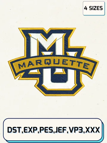 Marquette Golden Eagles Logos Embroidery Design Files, NCAA Logos Embroidery Designs, Machine Embroidery Files, 4 Sizes