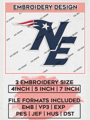 New England Patriots Machine Embroidery Design Files, NFL Patriots, NFL Logo Embroidery Files, NFL New England Patriots Machine Embroidery Design, Digital Download