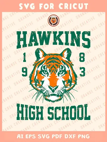 Hawkins High School 1983 Logo Bundle Embroidery Files, Stranger Things 4 Embroidery Designs, Hawkins Tigers Machine Embroidery Files, 3 sizes, Digital Download