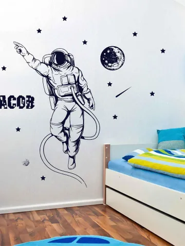 Name Astronaut Wall Decal Space Personalized Stars Sticker ik3950 $23.99