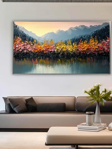 Abstract Rainbow Leaves Painting, Textured Impasto Art, Colorful Wall Art, 3D Canvas Art, Modern Art, Large Wall Decor, Living Room Decor $101.87