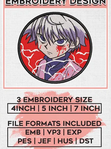 Kilua Rectangle embroidery design, Hunter x hunter embroidery, anime design, embroidery file, anime shirt, Digital Download EMB_ANIME_88 $6.99