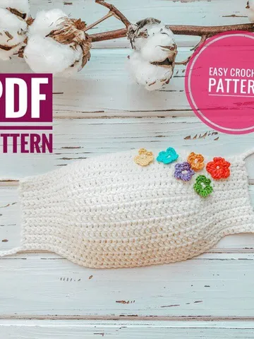 Reusable face mask pattern PDF, crochet face adult mask, washable face mask, cotton mask digital instant download $1.90