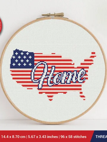 USA Home Cross stitch pattern | Embroidery Pattern | Instant Download | Embroidery Designs $4.74