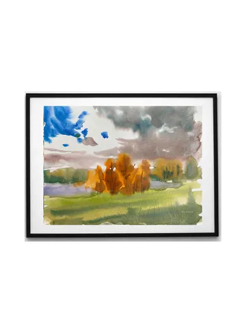 Watercolor painting landscape autumn mood