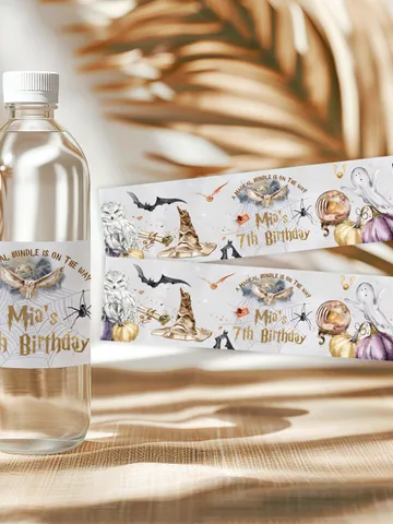 Editable Water Bottle Label Birthday Party; Magic School Birthday; Printable Bottle Wrapp; Wizard Wrap Decor Magical Party Decoration; a1 $10.45