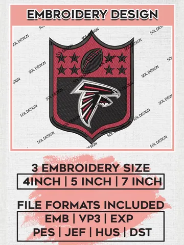 Atlanta Falcons Embroidery Designs, NFL Falcons, NFL Embroidery Designs, NFL TAtlanta Falcons Machine Embroidery Design, Digital Download