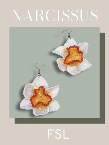 Narcissus brooch FSL machine embroidery designs Free standing lace embroidery pattern 3Dflower embroidery motif FlowerFSL embroidery brooch $5.77
