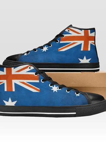 Australian Flag Shoes, High-Top Sneakers, Handmade Footwear $72.00