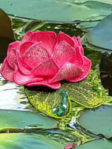 Water lily FSL machine embroidery design 3D flower for making hairpins, brooches or other jewelry Flower FSL Embroidery pattern flower motif $9.24