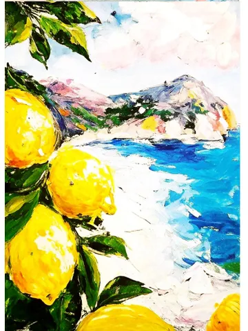 Lemon Tree Painting Courtyard Original Art Impasto Oil Painting Italian Landscape mall Art Unique Original Oil Painting Modern Art 7x5 $56.00