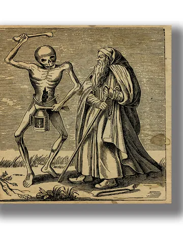 Death and the Hermit. The dance of death illustration. $27.00