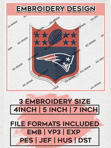 NFL New England Patriots Logo Embroidery Designs, NFL Patriots, NFL Logo Embroidery Files, NFL New England Patriots Machine Embroidery Design, Digital Download