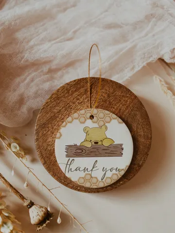 Editable Thank you sticker Hundred Acre Wood First Birthday party thank you label; Winnie the Pooh Party; Classic Pooh Party Birthday ; hc12 $10.45