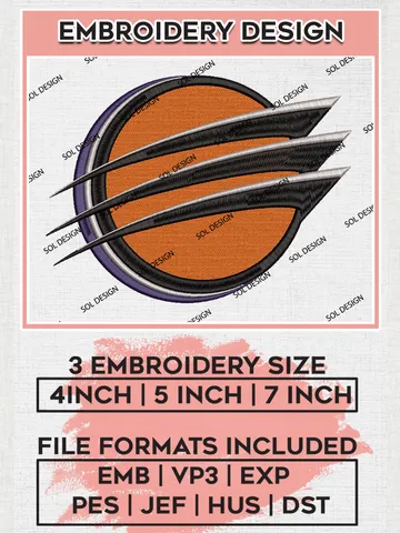 WNBA Phoenix Mercury Basketball Team Logo Embroidery Files, WNBA Phoenix Mercury Team Embroidery Designs, WNBA Basketball Teams, 3 sizes, Machine embroidery designs, Digital Download $6.99