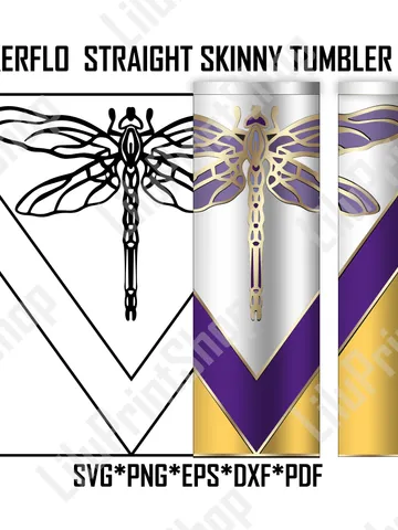 Dragonfly Tumbler Template SVG for 20oz Skinny V split straight Makerflo 20 oz V split Tumbler Template V split cut file tumbler svg $2.71