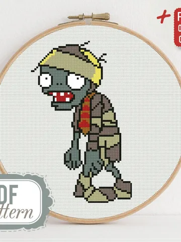 Cross stitch pattern Mummy Zombie Cross stitch pattern Plants vs Zombies PDF Format Instant Download Home decor Modern $6.80