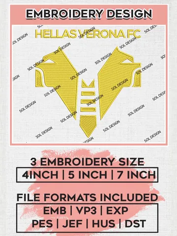Hellas Verona Logo Embroidery Design, Serie A Embroidery files, Serie A Hellas Verona Teams, Football, Digital Download $6.99