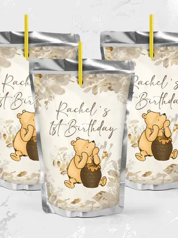 Juice Label Winnie the Pooh; Winnie the Pooh 1st Birthday; Printable Juice Label; Winnie the Pooh Party Decoration; Editable Winnie Pooh Wg4 $10.45