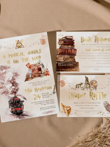 DIY Wizarding World Baby Shower Set; Magic School Baby Shower Template; School of Wizard Baby Shower invitation template; wp66 $22.95
