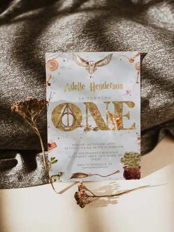 The Chosen One Invitation; Wizard Birthday Party; Magic School 1st Birthday Invitation Template; Editable Wizarding World Invitation; W8 $12.78