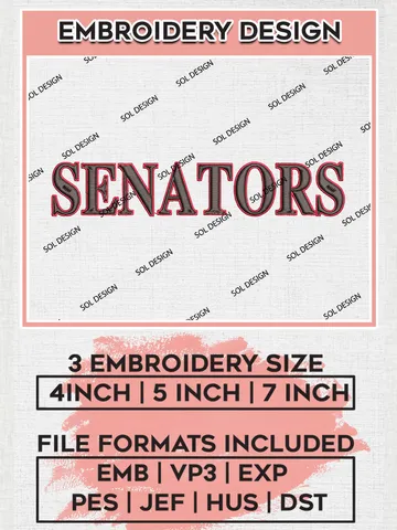 NHL Senators Hockey Team Wordmark Logo Embroidery Design, NHL Ottawa Senators Logo Embroidery Files, Hockey Team Machine Embroidery, Machine Embroidery Design $6.99